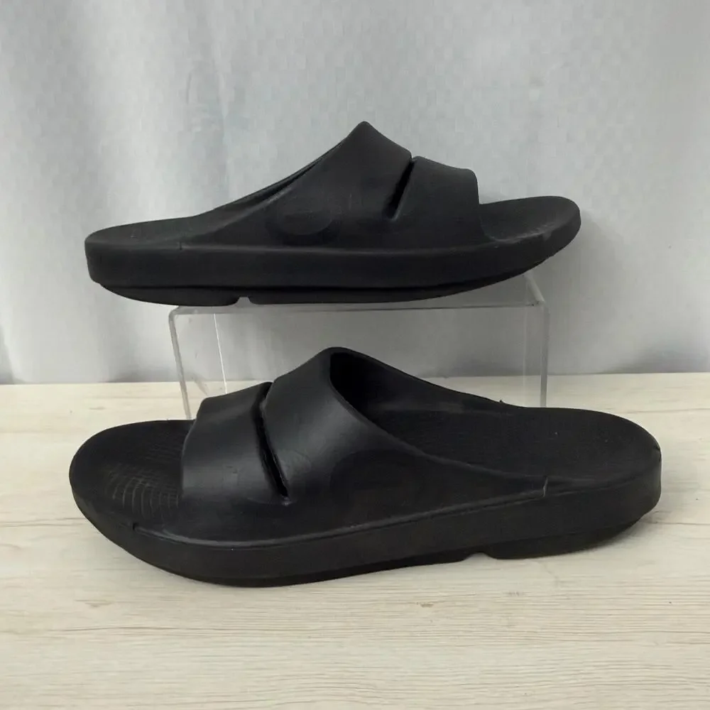 Oofos OOahh Slide Mens Size 14 Black Recovery Sandals
